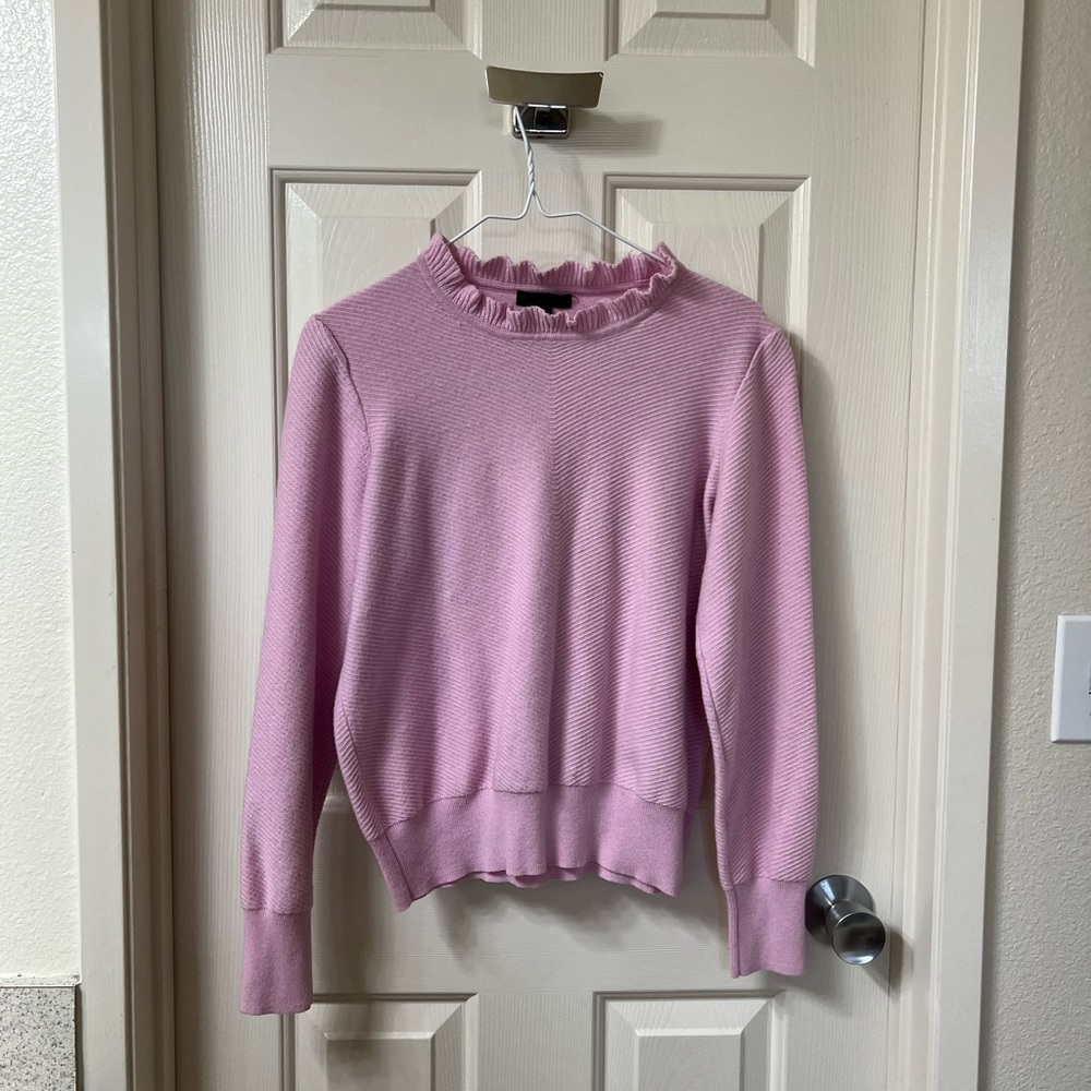 J. Crew Light Pink Ruffle Collar Sweater